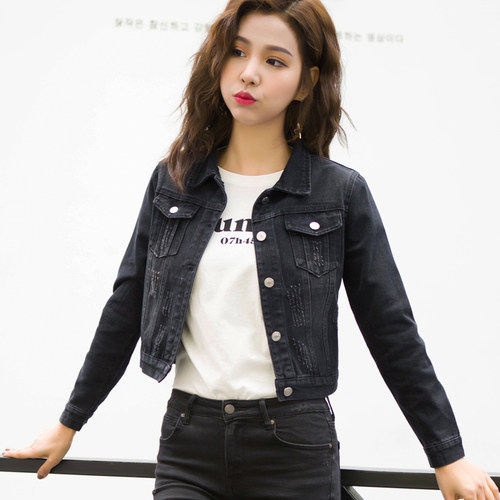 高腰超短款牛仔外套女春秋