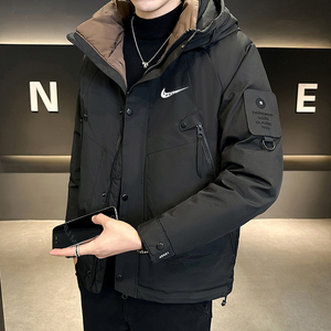 耐克顿羽绒服男士2024冬季加厚保暖白鸭绒外套美式工装连帽冬装男