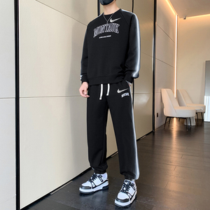 耐克顿休闲套装男秋季新款潮流圆领卫衣青少年宽松百搭卫裤两件套