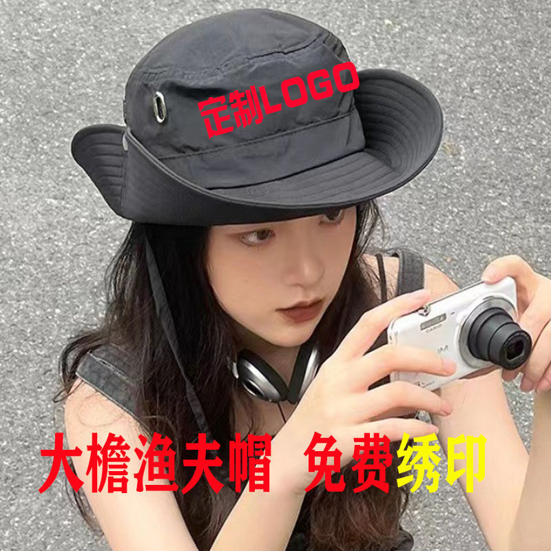 渔夫帽定制春夏户遮阳帽订做透气男女牛仔帽团购刺绣印LOGO登山
