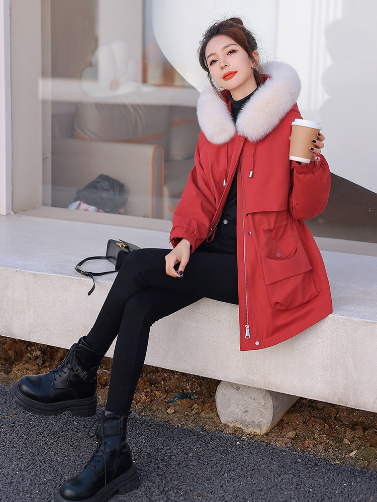 여성을 위한 하이 엔드 플러스 벨벳 오버코트 코튼 코트 2024 겨울 신식 유럽 스타일 연령 감소 기질 느슨한 두꺼운 코튼 코트