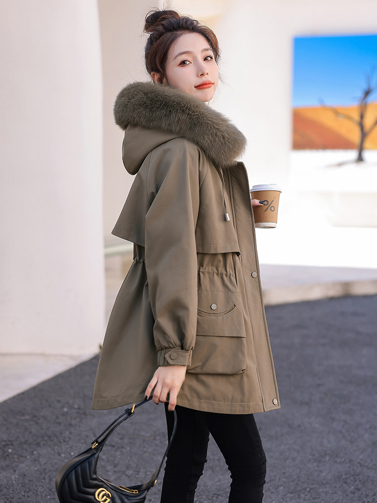 여성을 위한 하이 엔드 플러스 벨벳 오버코트 코튼 코트 2024 겨울 신식 유럽 스타일 연령 감소 기질 느슨한 두꺼운 코튼 코트