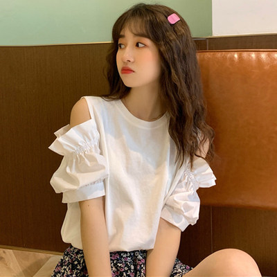 性感女装露肩短袖t恤女夏季韩版
