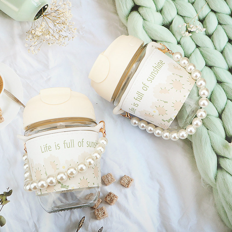 langna玻璃露营杯带吸管