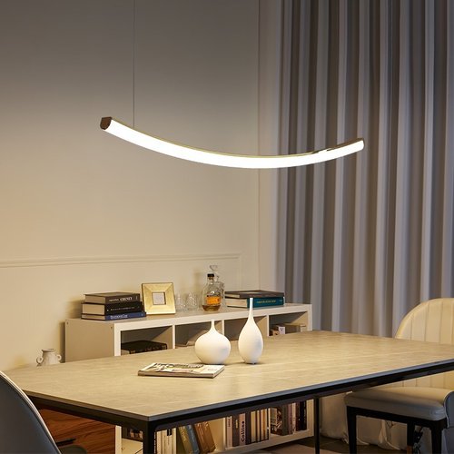 德国柏曼护眼饭厅吊灯设计师款创意线条现代轻奢简约长条餐桌灯具