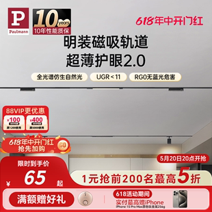 德国柏曼全光谱护眼磁吸轨道灯明装 超薄客厅不吊顶无主灯照明射灯