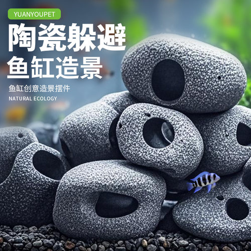 三湖慈鲷石头躲避洞穴繁殖罐