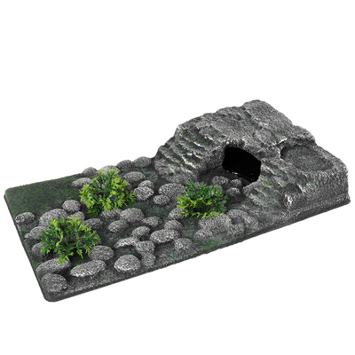 乌龟晒台低水位浮岛假山石造景