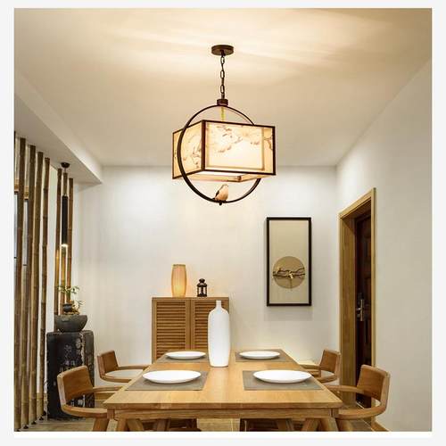 新中式餐厅小吊灯创意复古个性卧室现代吊灯中式简约小鸟书房吊灯