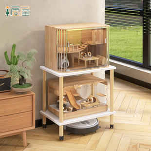 仓鼠笼子置物架鹦鹉鸟笼架多层可移动收纳垫高支架底座实木增高架