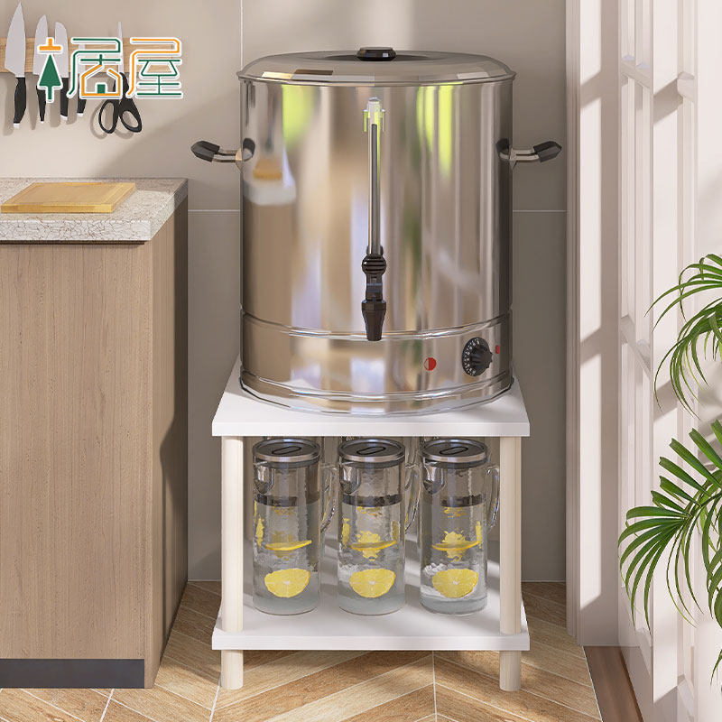 二层置物架汤桶保温桶支架烧水桶落地实木底座消毒柜承重抬高架子