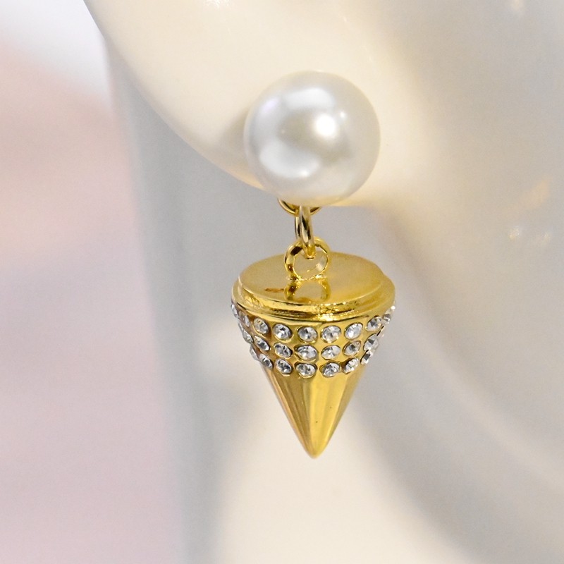 轻奢小众锥形珍珠耳环耳钉