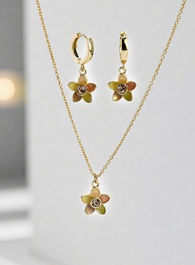 小众轻奢质感镀金樱花项链