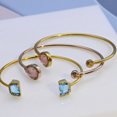 特价 处理清仓微瑕hb曼哈顿潮牌锆石镶嵌水滴百搭质感开口手镯手环