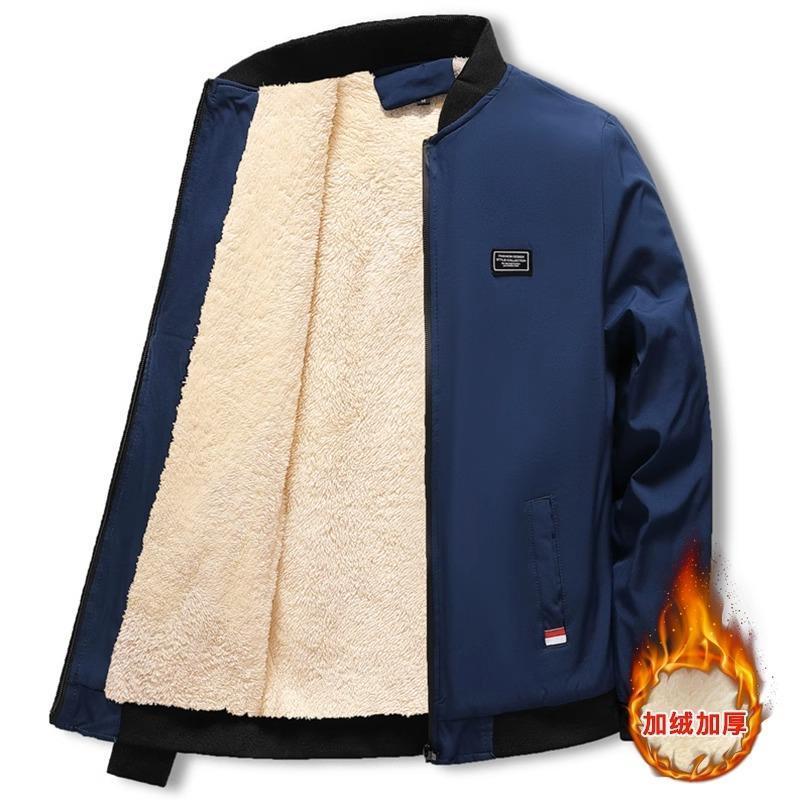 秋冬季加绒加厚外套男士棒球服保暖夹克韩版潮流时尚休闲上衣棉服