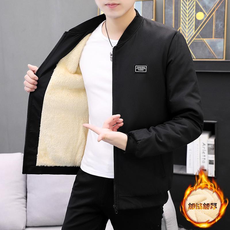 加棉男外套上衣韩版时尚加绒加厚棉服青年休闲棒球服春秋上衣外套