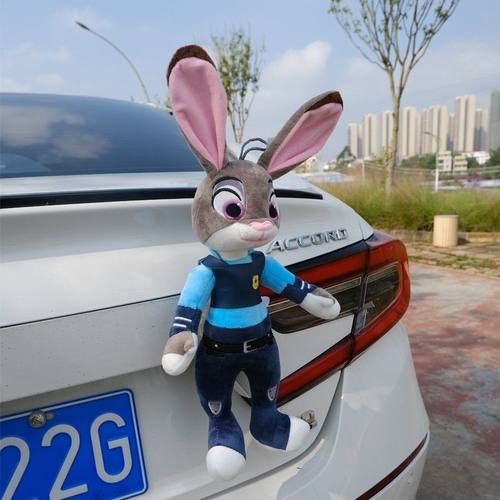 抖音网红同款兔子朱迪汽车车尾车身挂件公仔玩偶电动车车外装饰贴