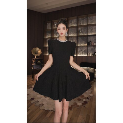 七爷定制 国内设计师品牌 显瘦气质重工连衣裙 21665