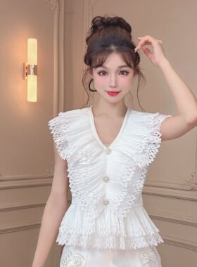 【CC专属】设计感荷叶边手工剪花时尚气质显瘦设计款-91711