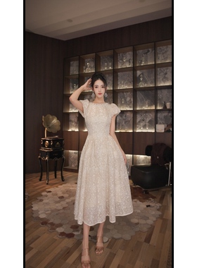 七爷定制 国内设计师品牌 显瘦气质重工连衣裙 45147