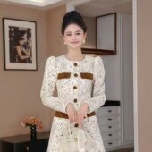 61314轻奢千金风小个子小香风长袖 平日可穿 拼接连衣裙春秋新款