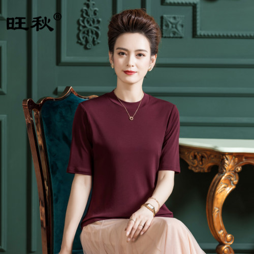 桑蚕丝真丝女士短袖上衣旺秋套头