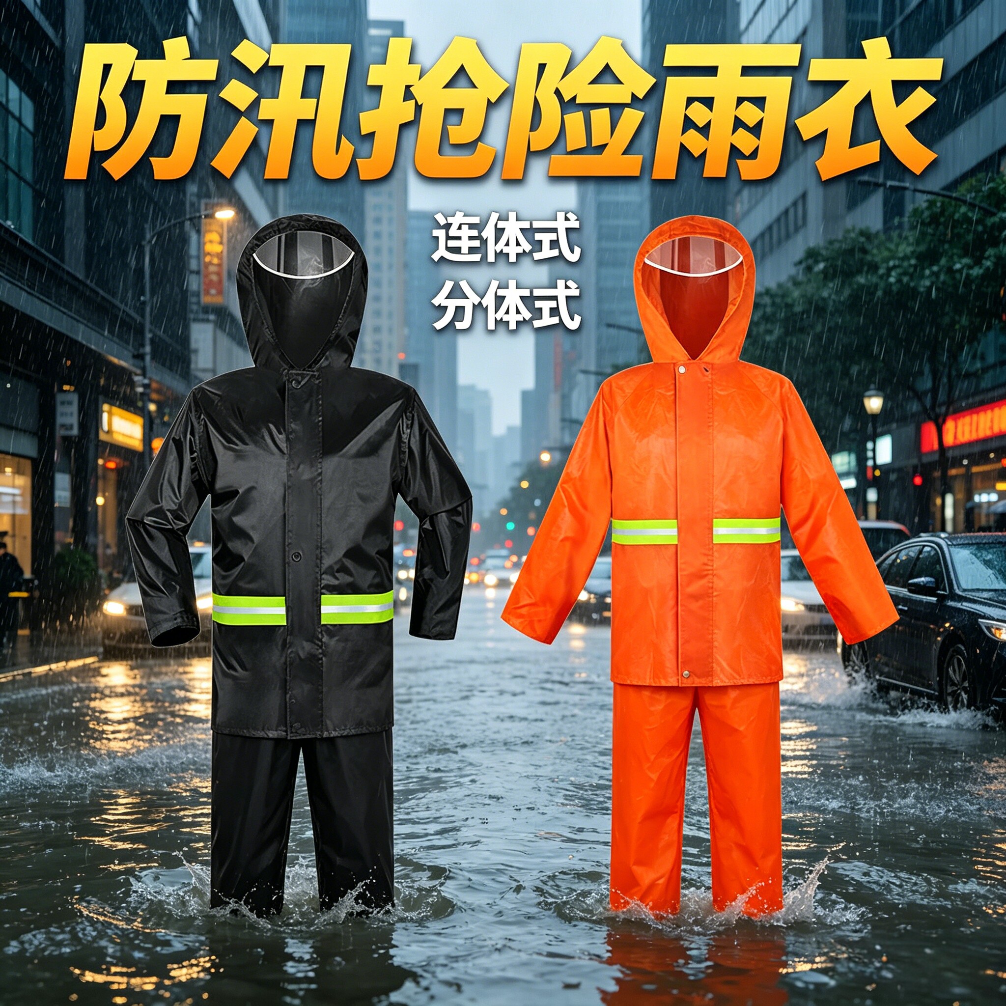 防汛雨衣专用物资防洪连体全身防暴雨劳保反光分体户外防汛雨披