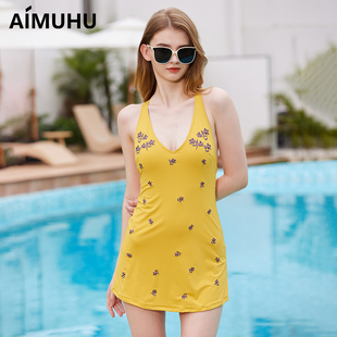遮肚性感沙滩度假泳装 AIMUHU2025年新款 泳衣女显瘦连体高腰裙式