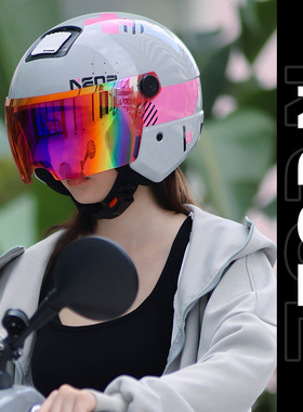 rymic睿觅NE02摩托车半盔复古个性踏板四分三机车头盔男女四季3C