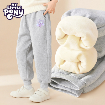小马宝莉女童加绒裤子冬季2025新款女孩保暖运动裤大童一体绒长裤