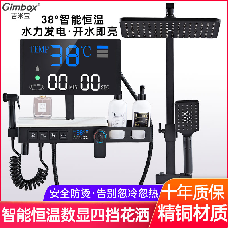 黑色全铜挂墙式淋浴花洒