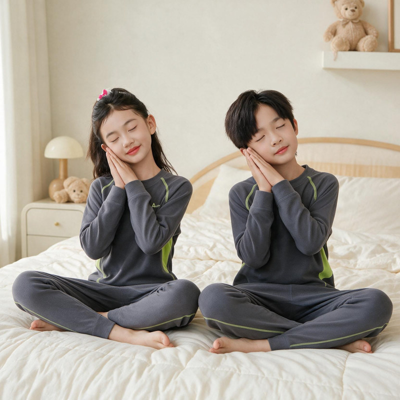 儿童保暖内衣套装大童小孩女童冬季德暖绒睡衣双面绒男童秋衣秋裤