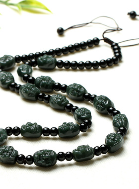 天然和田青玉挂链十八墨玉新疆