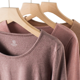 庄泰女士中厚保暖内衣套装双面磨毛棉毛衫色纺阳光新棉圆领高支