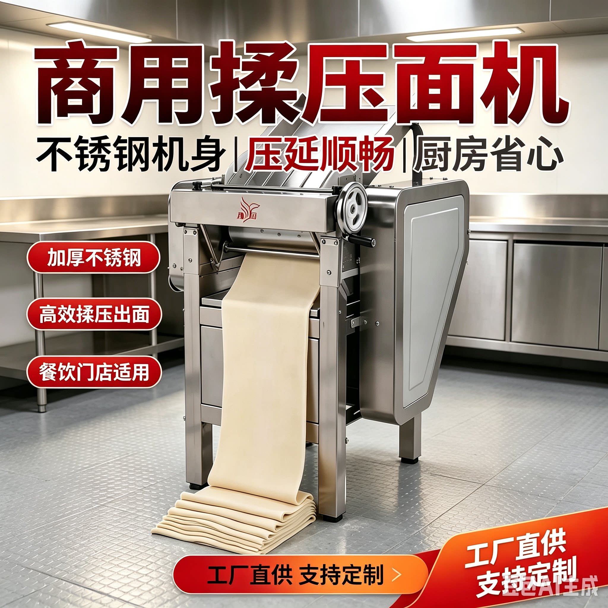 晟阳130型压面机揉压面机商用新款静音压面机包子面揉面机面皮机