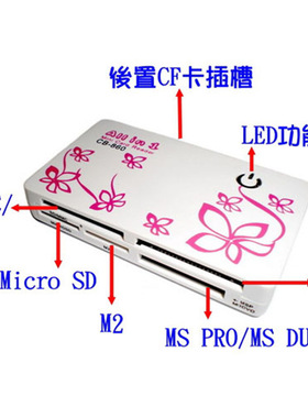 多功能手机读卡器SD/MS/TF/M2/CF/XD相机内存卡监控车载安卓苹果