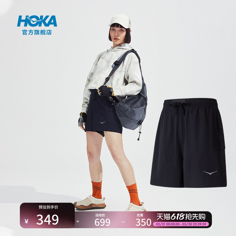 HOKA女款春夏户外徒步工装多口袋短裤舒适清爽弹力可调节