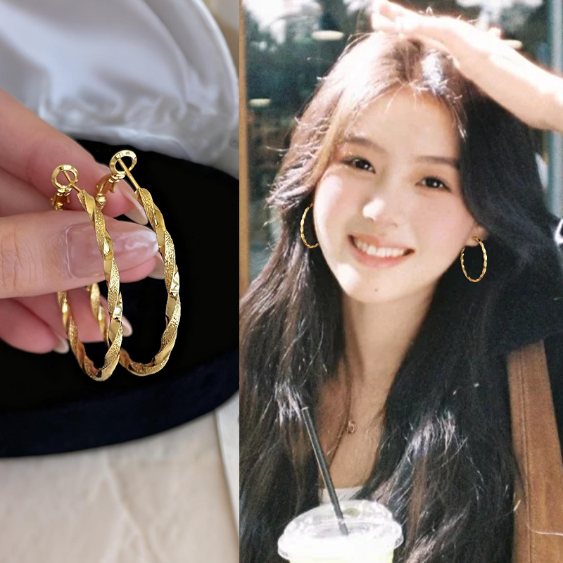 金色复古圈圈耳环女士高级感