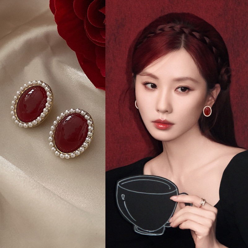 红色珍珠款耳夹高级感轻奢法式复古无耳洞耳环巨好看绝美圣诞耳饰,饰品/流行首饰/时尚饰品新,耳夹,淘宝优惠券,粉丝福利购,淘宝优惠卷