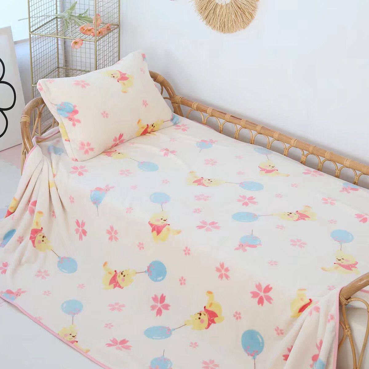 卡通珊瑚绒毛毯单人空调毯办公室午睡毯盖毯冬季加厚保暖毯子床单