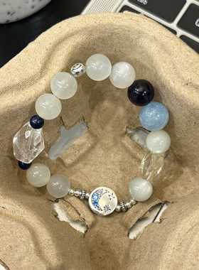 MISS JOJO【玛卡巴卡】原创设计时尚女好梦牌白珠珠纯银手链 3941