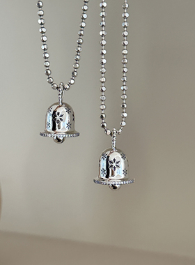 MISS JOJO原创设计时尚简约百搭气质女雪花摇铃银吊坠 3948