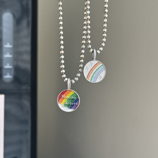 原创设计双面彩色圆盘纯银吊坠 彩虹牌 3950 JOJO MISS