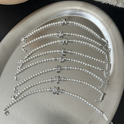 MISSJOJO26个字母吊坠珠珠银手链