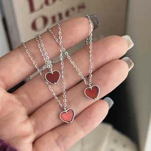 3939 简约百搭气质女红色小爱心银项链 MISS JOJO原创时尚