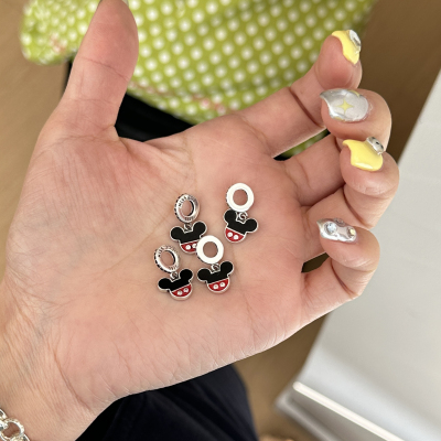 红黑米奇串珠S925纯银吊坠