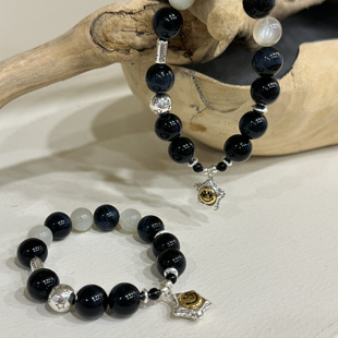 原创设计时尚 幸运星 简约女星星笑脸珠珠银手链 JOJO MISS