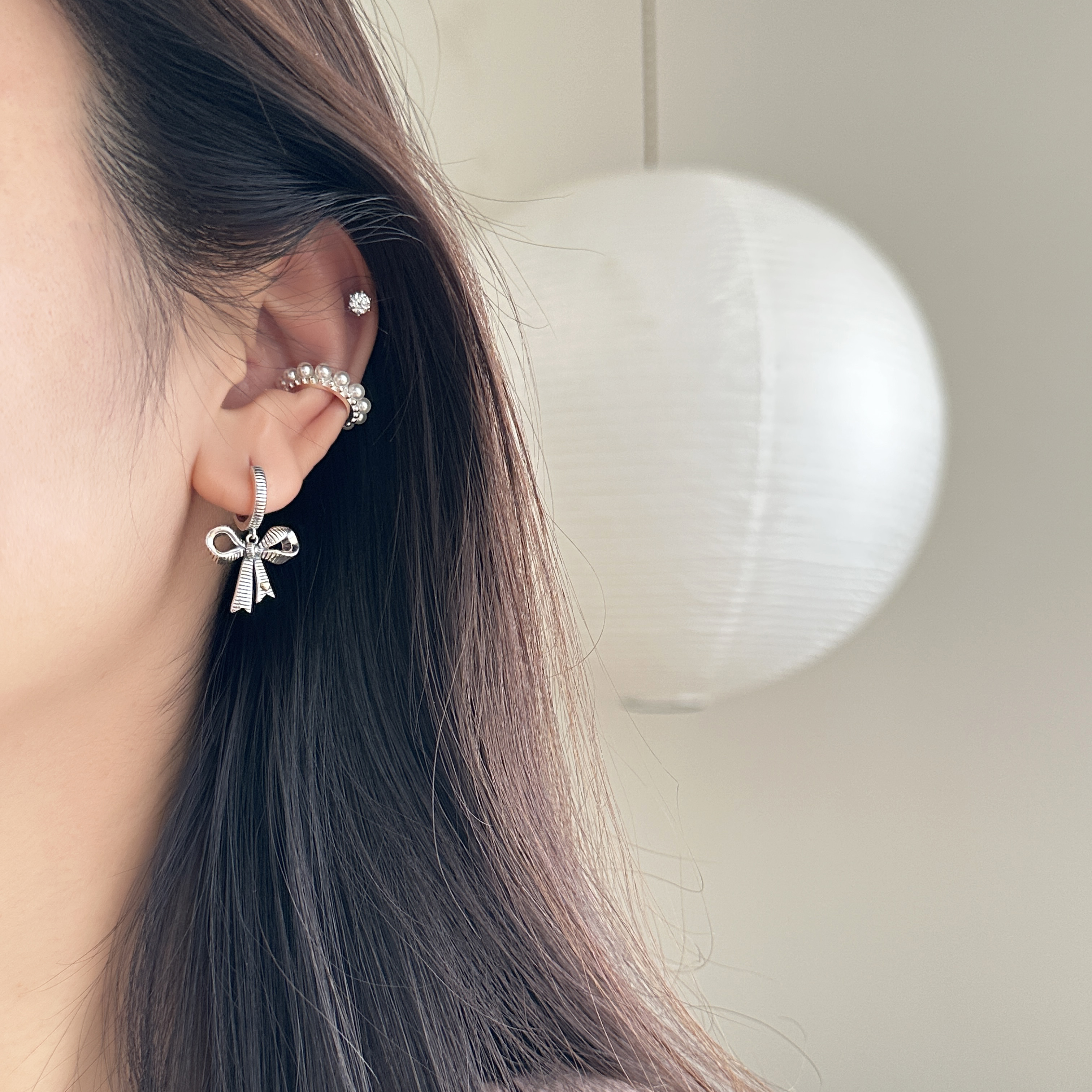 MISSJOJO蝴蝶结纯银耳环