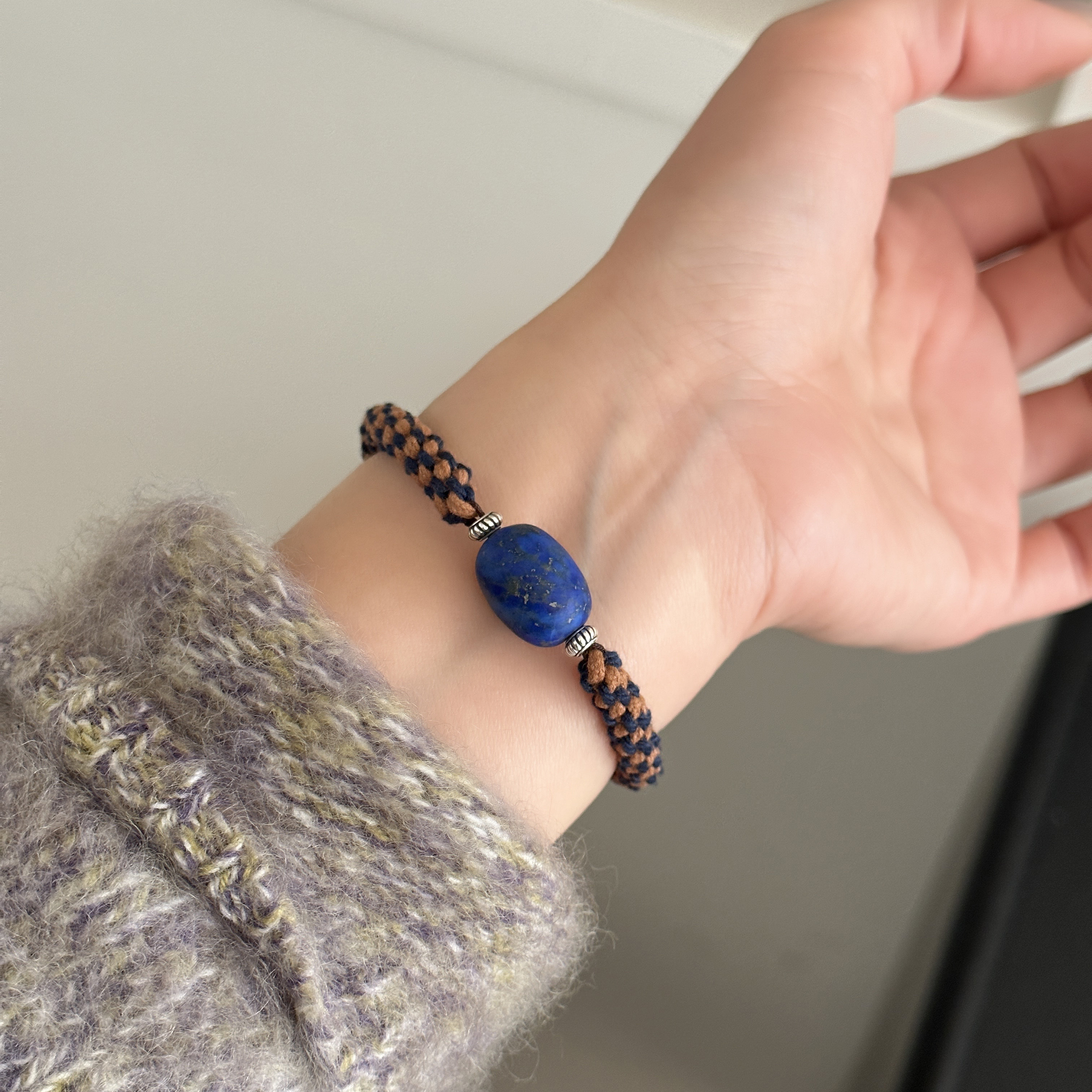 MISS JOJO原创设计时尚简约百搭气质女蓝石编制银手链 3968,饰品/流行首饰/时尚饰品新,银饰手链,淘宝优惠券,粉丝福利购,淘宝优惠卷