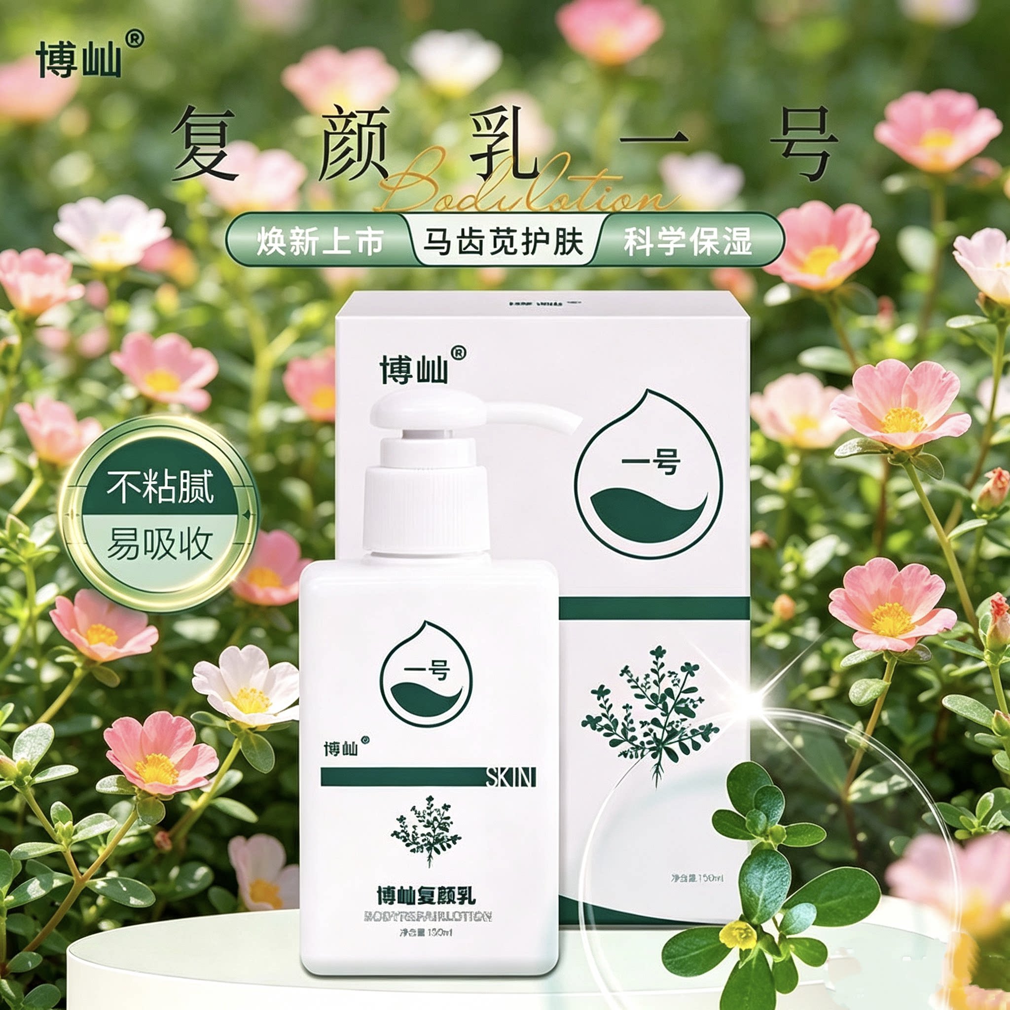 正品博屾复颜乳一号新品马齿苋修身体乳/霜